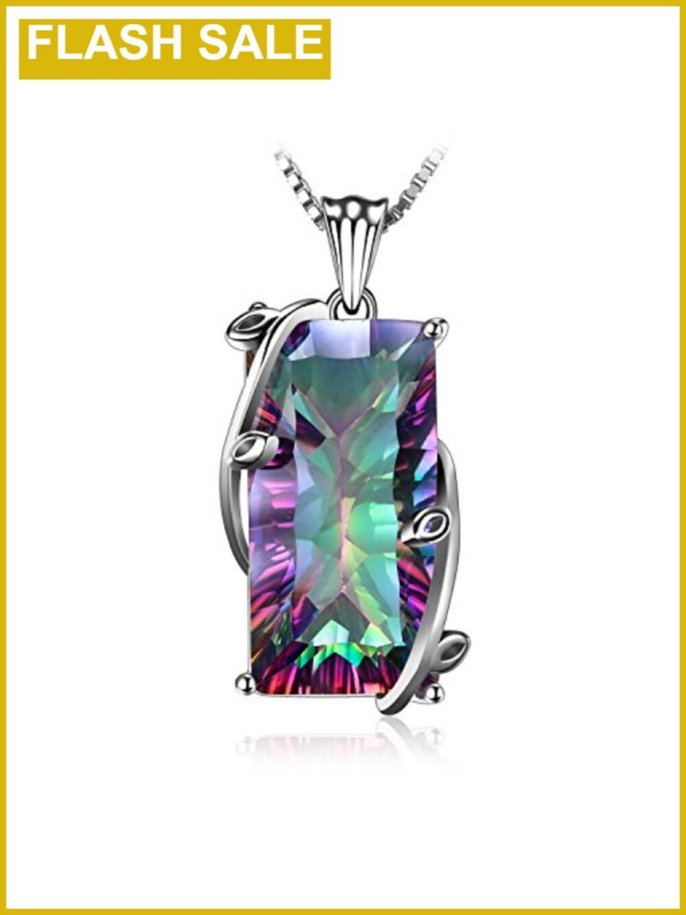 Mystic Quartz Pendant Necklace 14K Gold Plated 925 Sterling Silver